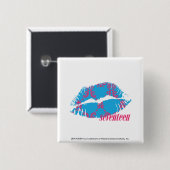 Badge Carré 5 Cm Magenta-Aqua de damassé (Devant & derrière)