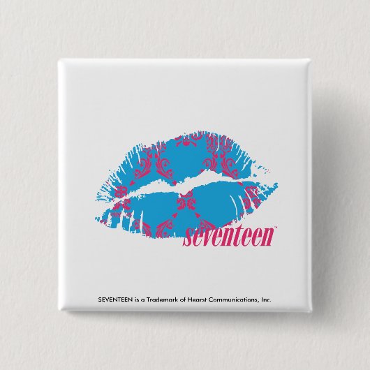 Badge Carré 5 Cm Magenta-Aqua de damassé (Devant)