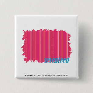 Badge Carré 5 Cm Magenta mince 2 de rayures