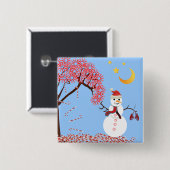 Badge Carré 5 Cm Magnet d'arbre du Sucre de canne de motoneige mign (Devant & derrière)