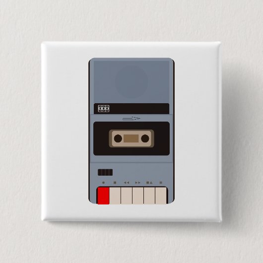 Badge Carré 5 Cm Magnétophone à cassettes (Devant)