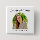 Badge Carré 5 Cm Magnifique Arc photo sur Bouton funéraire blanc (Devant)