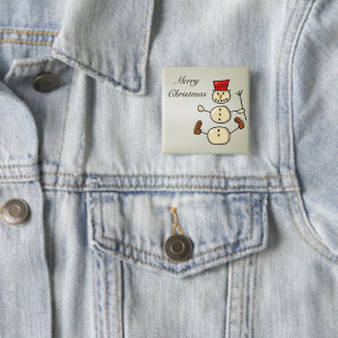 Badge Carré 5 Cm Magnifique bonhomme de neige de Noël impressionnan