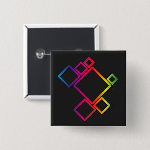 Badge Carré 5 Cm Magnifique Carrés colorés sur noir n° 1