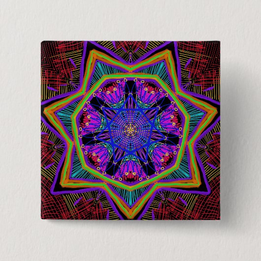 Badge Carré 5 Cm Magnifique mandala (Devant)
