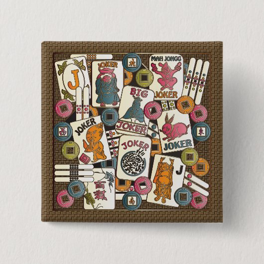 Badge Carré 5 Cm Mah Jong Jokers (Devant)