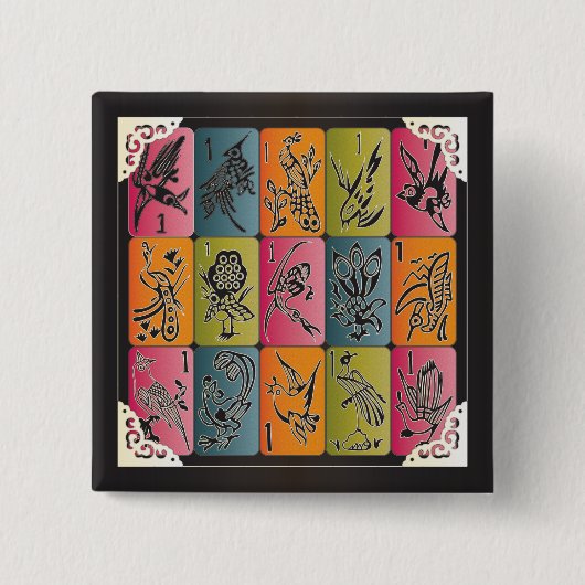 Badge Carré 5 Cm Mah Jongg One Bams (Devant)