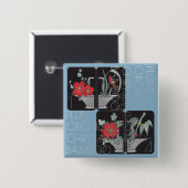 Badge Carré 5 Cm Mah Jongg Panier Broche (Devant & derrière)