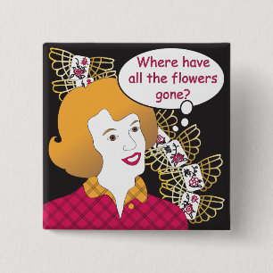 Badge Carré 5 Cm Mah Jongg Sayings Flowers Pin