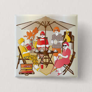 Badge Carré 5 Cm Mah Jongg Tea Party