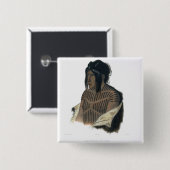 Badge Carré 5 Cm Mahsette-Kuiuab, chef des Indiens de Cree, plat (Devant & derrière)