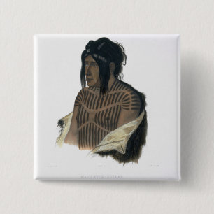 Badge Carré 5 Cm Mahsette-Kuiuab, chef des Indiens de Cree, plat