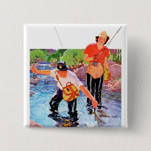 Badge Carré 5 Cm Maillage d'un poisson par R.J. Cavaliere