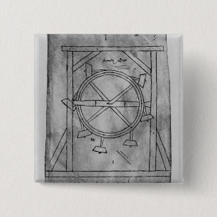 Badge Carré 5 Cm Maillets et roue de mouvement censément perpétue