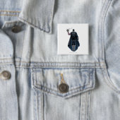 Badge Carré 5 Cm Main noire avec le crâne 1 (En situation)