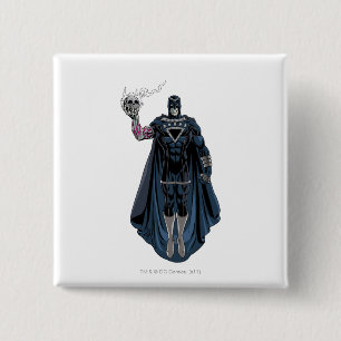 Badge Carré 5 Cm Main noire avec le crâne 1