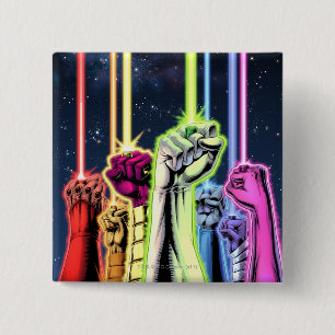 Badge Carré 5 Cm Mains dans le ciel avec des anneaux - couleur