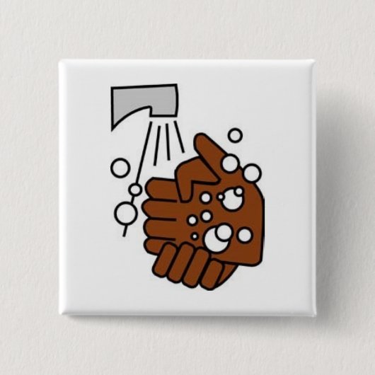 Badge Carré 5 Cm Mains de lavage (Devant)