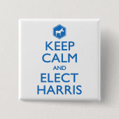 Badge Carré 5 Cm Maintenez le calme et choisissez Harris Vote pour  (Devant)