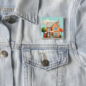 Badge Carré 5 Cm Maison, maison moderne (En situation)