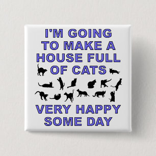 Badge Carré 5 Cm Maison Pleine De Chats Femme Aux Chats Drôle Bouto