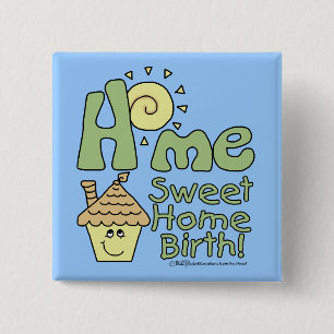 Badge Carré 5 Cm Maison Sweet Home Naissance! -Maison et soleil