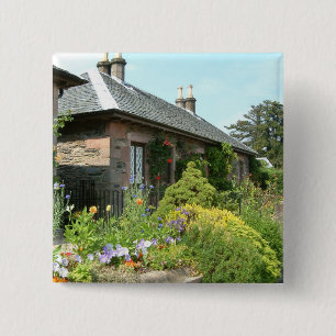 Badge Carré 5 Cm Maisonnette anglaise II avec jardin fleuri Photogr