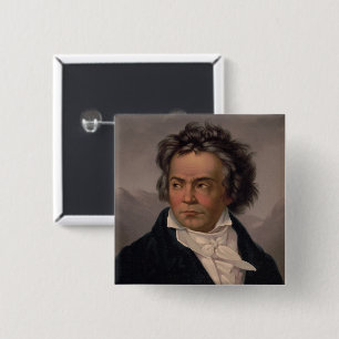 Badge Carré 5 Cm Maître Ludwig Beethoven Symphonie Musique Composit