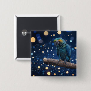 Badge Carré 5 Cm Majesté Bleue : La Macaw Bleue Sur Dreamy Blue Bok