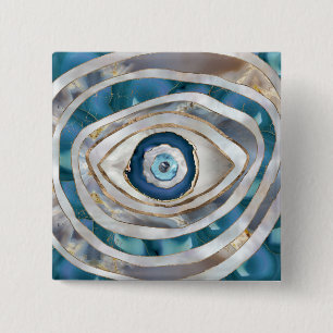 Badge Carré 5 Cm Mal Eye Textes minéraux et or