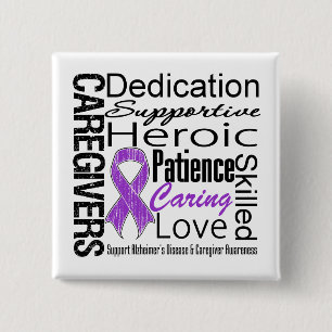 Badge Carré 5 Cm Maladie d'Alzheimer - Collage des aidants naturels