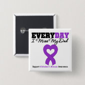 Badge Carré 5 Cm Maladie d'Alzheimer Tous les jours, mon père me ma (Devant & derrière)