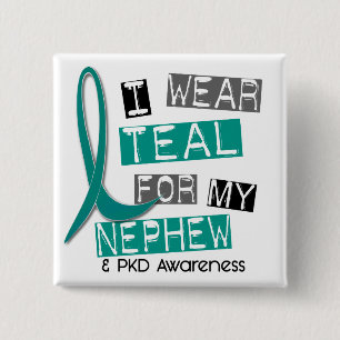 Badge Carré 5 Cm Maladie rénale Polycystic PKD Teal pour le neveu