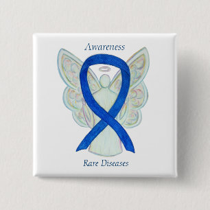 Badge Carré 5 Cm Maladies rares Denim Sensibilisation Angel Ruban É
