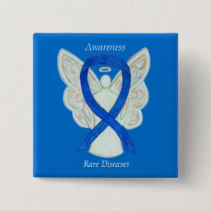 Badge Carré 5 Cm Maladies rares Denim Sensibilisation Angel Ruban É