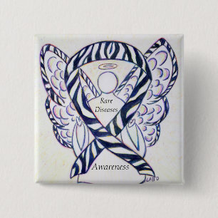 Badge Carré 5 Cm Maladies rares Sensibilisation Angle Ruban Épingle