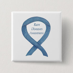 Badge Carré 5 Cm Maladies rares Sensibilisation au denim Étanchet à