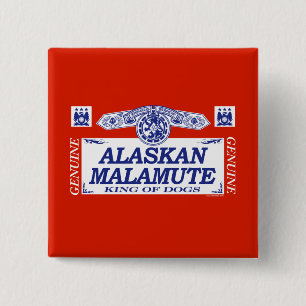 Badge Carré 5 Cm Malamute d'Alaska