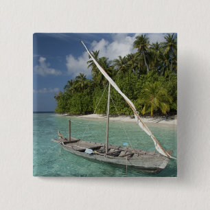 Badge Carré 5 Cm Maldives, Atoll de North Male, Île de Kuda