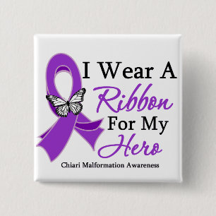 Badge Carré 5 Cm Malformation de Chiari je porte un ruban pour mon