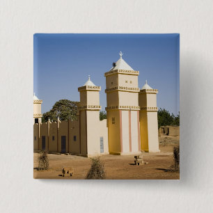 Badge Carré 5 Cm Mali, Bamako. Mosquée, rue Bamako-Djenne