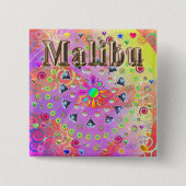 Badge Carré 5 Cm Malibu Lucky Golden Button (Devant)