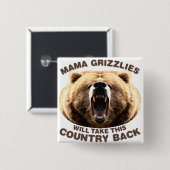 Badge Carré 5 Cm Mama Grizzlies (Devant & derrière)