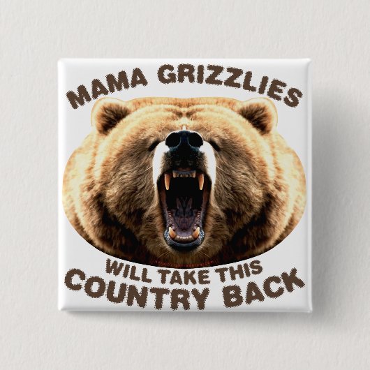 Badge Carré 5 Cm Mama Grizzlies (Devant)