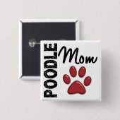 Badge Carré 5 Cm Maman 2 de caniche (Devant & derrière)