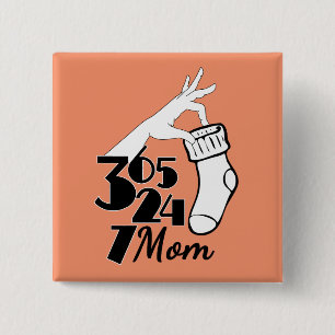 Badge Carré 5 Cm Maman 365 24 7