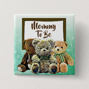 Badge Carré 5 Cm Maman à être Teddy Bear Baby shower