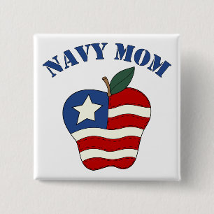 Badge Carré 5 Cm Maman Apple patriotique de marine