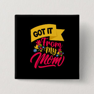 Badge Carré 5 Cm Maman Art L'A Obtenu De Ma Maman