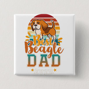 Badge Carré 5 Cm maman beagle, papa beagle, amoureux des chiens, ca